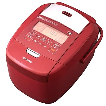 【中古】アイリスオーヤマ 炊飯器 IH式 5.5合 メタリックレッド 銘柄炊き分け機能 極厚火釜 蒸しプレート 玄米 赤 デザイン RC-IH50-R