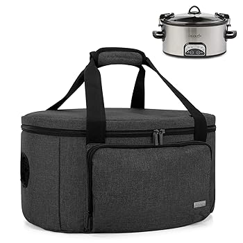【中古】Luxja 断熱スロークッカーバッグ 底パッドと蓋固定ストラップ スロークッカーキャリア ほとんどの6-8クォートオーバルスロークッカーにフィット