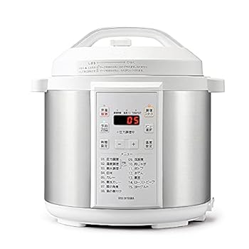 【中古】アイリスオーヤマ 電気圧力鍋 圧力鍋 6L 低温調理可能 予約調理対応 ケーキも作れる メーカー ホワイト PC-EMA6-W