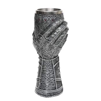 【中古】Mediaeval Knight Celtic Cross Gauntlet Style Wine Goblet 23cm H