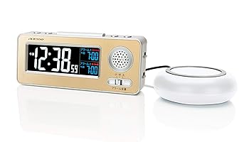 【中古】ADESSOアデッソ 目覚まし時計時辰儀 振りまわす デジタル 電磁波時辰儀 ダブルアラーム スヌーズ役立つこと ゴールド MG-97