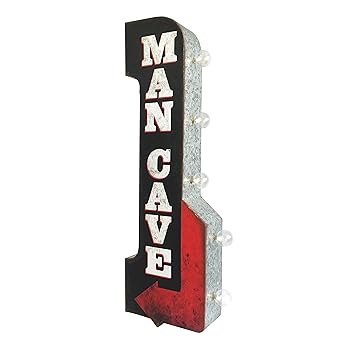 【中古】Sign of the Times LED照明装置Man Cave矢印顕われ、両面金属元素with Distressed Finish 11 \" x 30 \"""
