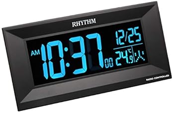 【中古】【39shop】リズムRHYTHM★目覚まし時計 電波時計 デジタル グラデーション LED 365色 表示 AC電源 黒 Iroria M イロリアM 8RZ196SR02(良い)|ドリエム店