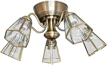 【中古】【39shop】神戸マザーズランプ★シャンデリア 天井照明 5灯 照明器具 北欧 6畳 8畳 10畳 12畳 STERN クリアステンドガラス 明るい KMS-0001 電球なし(良い)|ドリエム店