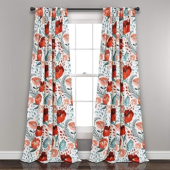 【中古】Poppy Garden Room Darkening Window Curtain Panels Multi 52x84 Set