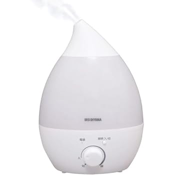 【中古】アイリスオーヤマ 加湿器 大容量 超音波式 加湿量 280ml タンク容量 2.8L 8畳 10時間連続加湿 アロマ対応 しずく型 卓上 デスク用 UHM-280S-W ホ