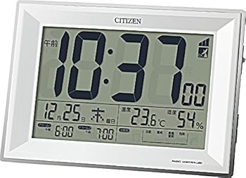 【中古】リズムRHYTHM シチズン 目覚まし時計 電波時計 温度計・湿度計 白 117x173x57mm CITIZEN パルデジットワイドDL 8RZ151-003