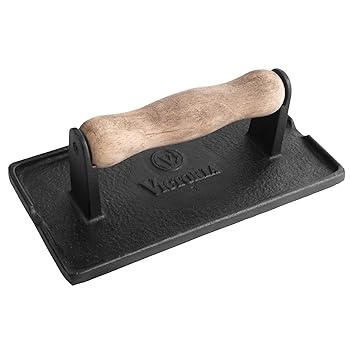 【中古】 日本正規品 VICTORIA ビクトリア ベーコンプレス ウッドハンドル 21×11cm 32463 鋳鉄 Bacon Press シーズニング済み