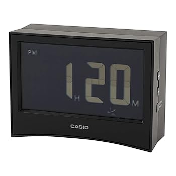 【中古】CASIOカシオ 目覚まし時計 電波 ブラック デジタル 反転液晶 温度 湿度 カレンダー 表示 タイマー DQD-S01J-1JF 7.1×9.6×3.6cm