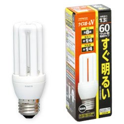 【中古】HITACHI ナイスボール 電球形蛍光灯 60ワット形 電球色 EFD15EL13B E26口金