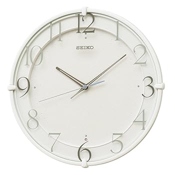 【中古】セイコークロック 掛け時計 電波 アナログ 白 KX215W