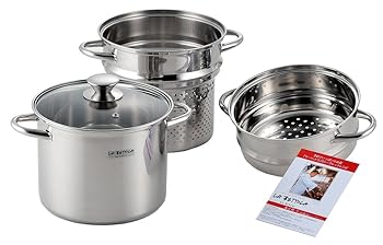 【中古】タマハシ 落合 務 IH200V相応う 水蒸気\u0026パスタポット 20糎 LB-177 しろがね色