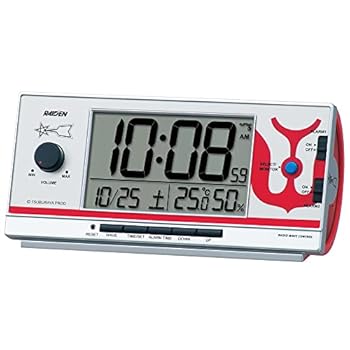 【中古】セイコークロック 目覚まし時計 置き時計 キャラクター ウルトラマン RAIDEN ライデン PYXIS ピクシス 電波 デジタル 大音量 黒 77×167×57mm C