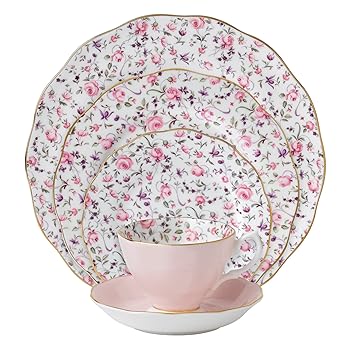 【中古】Royal Albert New Country Roses Rose Confetti Vintage Formal Place Setting, 5-Piece by Royal Albert