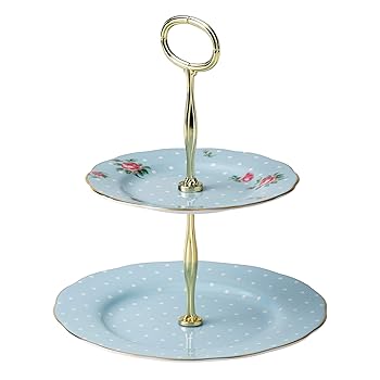 【中古】Royal Albert 8705025866 Vintage Formal 2-Tier Cake Stand, Polka Blue by Royal Albert