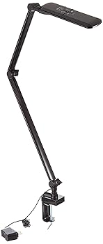 【中古】ツインバード デスクライト クランプ型LEDスタンド 調光・調色 タイマー LE-H638B ブラック