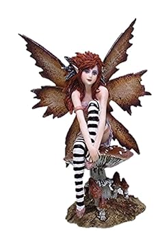 【中古】【39shop】6.25★Inch Naughty Brown Fairy Sitting on Mushroom Statue Figurine by PTC 並行輸入品（良い）｜ドリエム店