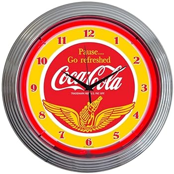 【中古】【39shop】コカコーラCoca-colaWINGS★ネオンクロック レトロ 壁掛時計 並行輸入品(非常に良い)|ドリエム店
