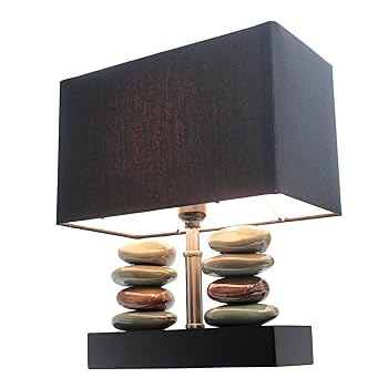【中古】Elegant Designs LT1036-BLK Rectangular Dual Stacked Stone Ceramic Table Lamp, Black by All The Rages 並行輸入品
