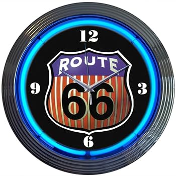 【中古】【39shop】ROUTE66★ルート66 レトロ ネオンクロック壁掛時計 並行輸入(非常に良い)|ドリエム店
