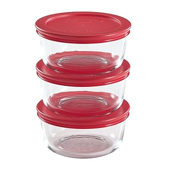 【中古】Pyrex 2優勝杯 瑠璃製 食料雑貨類記憶装置仕掛ける 蓋 6-Piece 読みやすい 1085657