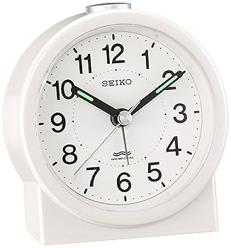 【中古】セイコー クロック 目覚まし時計 電波 アナログ 白 パール KR325W SEIKO