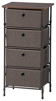 【中古】AZUMAYA 簡単組立チェスト ブラウン 4段 LFS-702BR