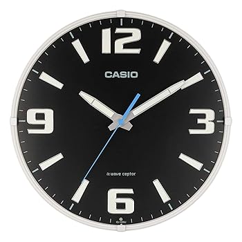 【中古】CASIOカシオ 掛時計 電磁波時辰儀 黒 アナログ 暮夜秒針くい止める 役立つこと IQ-1009J-1JF 置き時計・掛け時計-インテリア・寝具・収納-掛け時計
