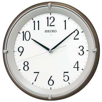 【中古】セイコークロックSeiko Clock 掛け時計 自動点灯 電波 アナログ 夜でも見える 茶 メタリック KX203B