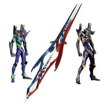 【中古】【39shop】エヴァンゲリオンエヴォリューション★EV-EX エヴァンゲリオン初号機＆エヴァンゲリオン第13号機+ガイウスの槍 ノンスケール ABS&PVC製 塗装済み（非常に良い）｜ドリエム店