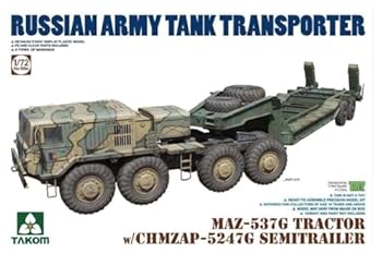 【中古】【39shop】タコム★172 ロシア陸軍 MAZ-537G トラクター wCHMZAP-5247G セミトレーラー戦車運搬車 プラモデル TKO5004（良い）｜ドリエム店