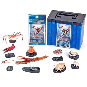 【中古】【39shop】カロラータ★深海生物 フィギュア 立体図鑑 ダイオウイカ タコ カニ 8種 解説書・スタンド リアル フィギュアボックス おもちゃ 知育玩具 プレ(良い)|ドリエム店
