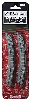 【中古】ロクハン Zゲージ R076 PCトラック カント付レール R270-30° 6本入り