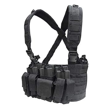 【中古】CONDORコンドル タクティカルギア　MCR5　リーコンチェストリグポーチ3個・ポケット4個 ブラック