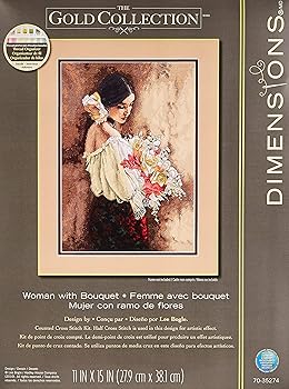 【中古】Gold Collection Woman With Bouquet Counted Cross Stitch Kit-11\