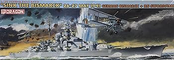 【中古】【39shop】ドラゴン★1700 ドイツ戦艦ビスマルク + RNソードフイッシュ雷撃機 1941年5月26-27日 プラモデル（非常に良い）｜ドリエム店