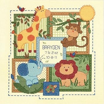 【中古】【39shop】ディメンジョンズ クロスステッチ 刺繍キット“サバンナ・お誕生記録” Dimensions★Baby Hugs Savannah Birth Recor(良い)|ドリエム店