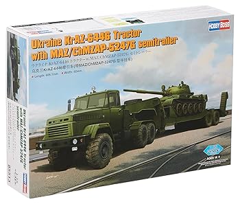 【中古】ホビーボス 135 ファイティングヴィークルシリーズ ウクライナ軍 KrAZ-6446トラクター with MAZChMZAP-5247Gセミトレーラー T-62戦車付 プラモデ