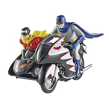 【中古】【39shop】MATTEL★112 バットマン クラシック TVシリーズ バットサイクル バットマン&ロビン フィギュア付 完成品（非常に良い）｜ドリエム店