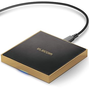 【中古】エレコム ワイヤレス充電器 Qi対応 最大10W iPhone 7.5W Galaxy 10W 他 5W 卓上 メタル筐体 ゴールド W-QA11GD