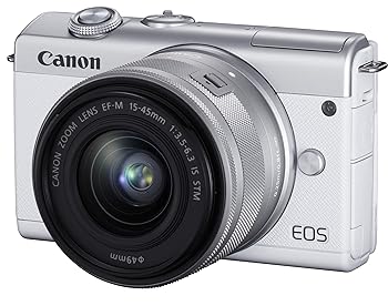 【中古】【39shop】Canon★ミラーレス一眼カメラ EOS M200 標準ズームキット ホワイト EOSM200WH-1545ISSTMLK(非常に良い)|ドリエム店