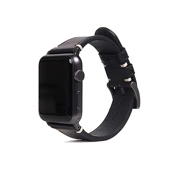【中古】SLG Design Apple Watch ダンス楽隊 45  44  42粍 用 Series 9-1  SE なめし革 イタリアン アップルウォッチ 胴締め Italian Buttero Leather黒いこと