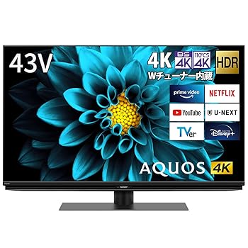 【中古】読みやすい 43V型 液晶 テレビ受像機 AQUOS 4T-C43DL1 4K ラジオ受信機内蔵 Android TV 2021年模範例