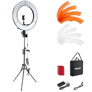 【中古】NEEWER 18インチLEDリングライト 55W 5600K 調光可能 女優ライト 省エネSMD LED カメラ写真ビデオ用照明セット ライトスタンド、ソフトチューブ