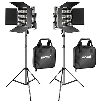 【中古】NEEWER 2風呂敷き包み 二色660 LED映像媒体点火装置と照明ランプ一揃いの道具 U鉤括弧と遮光板の3200K-5600K CRI 96+ 調光能力のあるな点火装置、75inライトスタン