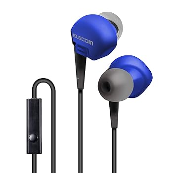 【中古】エレコム ステレオヘッドホンマイク付 耳栓タイプ φ3.5 ブルー