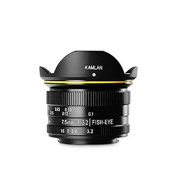 【中古】国内置き目品 KAMLAN 取り替えっこ水晶体 単興味の中心広角レンズ 7.5粍 F3.2 マイクロフォーサーズ用 フィッシュアイ 国内 KAM0001