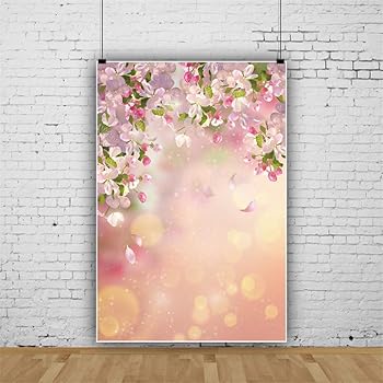 【中古】Qinunipoto 美しい桃の花 壁の写真 背景 ピンクの花 ビニール1m x 1.5m 写真の背景 子供赤ちゃんの女の子シャワー花のマイクロファイバーの背景