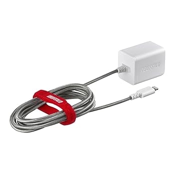 【中古】iBUFFALO USB充電器 2.4A急速 Lightning直付け2.5m 高耐久ファブリックケーブル Made for iPodiPhoneiPad取得 ホワイト BSMPA2403LC2WH 動作確認