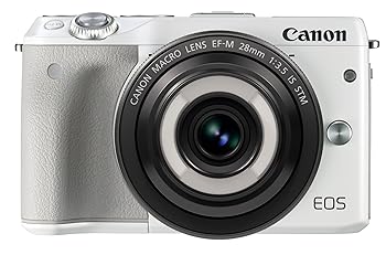 【中古】【39shop】Canon★ミラーレス一眼カメラ EOS M3ホワイト・クリエイティブマクロ レンズキット EOSM3WH-CMLK（良い）｜ドリエム店